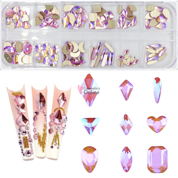 Strasuri din Cristale 120 bucati SC290CC Roz cu Reflexii Marquise pentru decor unghii